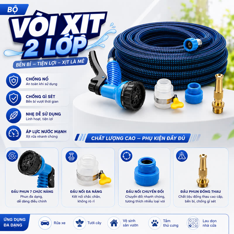 Bộ vòi xịt 2 lớp chống nổ, chống gỉ sét